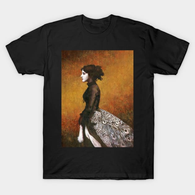 Victorian Peacock Girl T-Shirt by mictomart